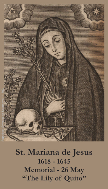 St. Mariana of Jesus Prayer Card